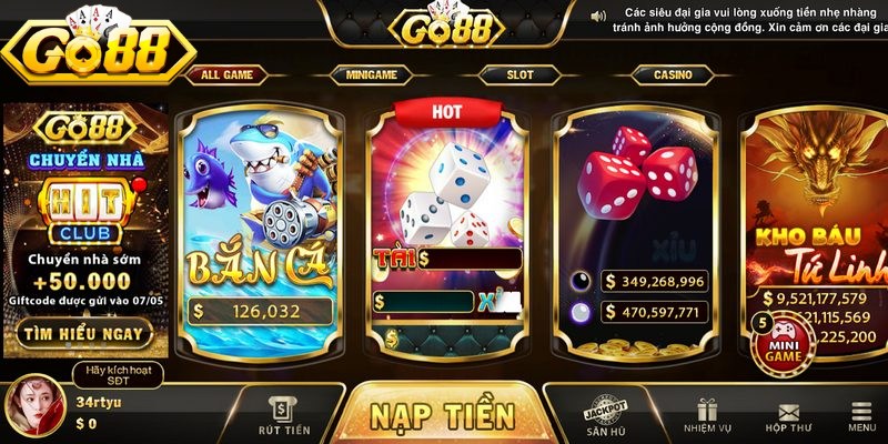 Go88 chính hãng sở hữu giao diện chuyên nghiệp và đồng nhất trên mọi thiết bị